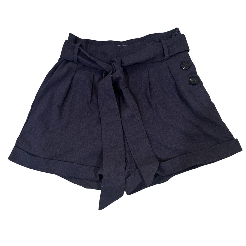 2Bella dark gray dress shorts with belted waist band, side button closure, S.
